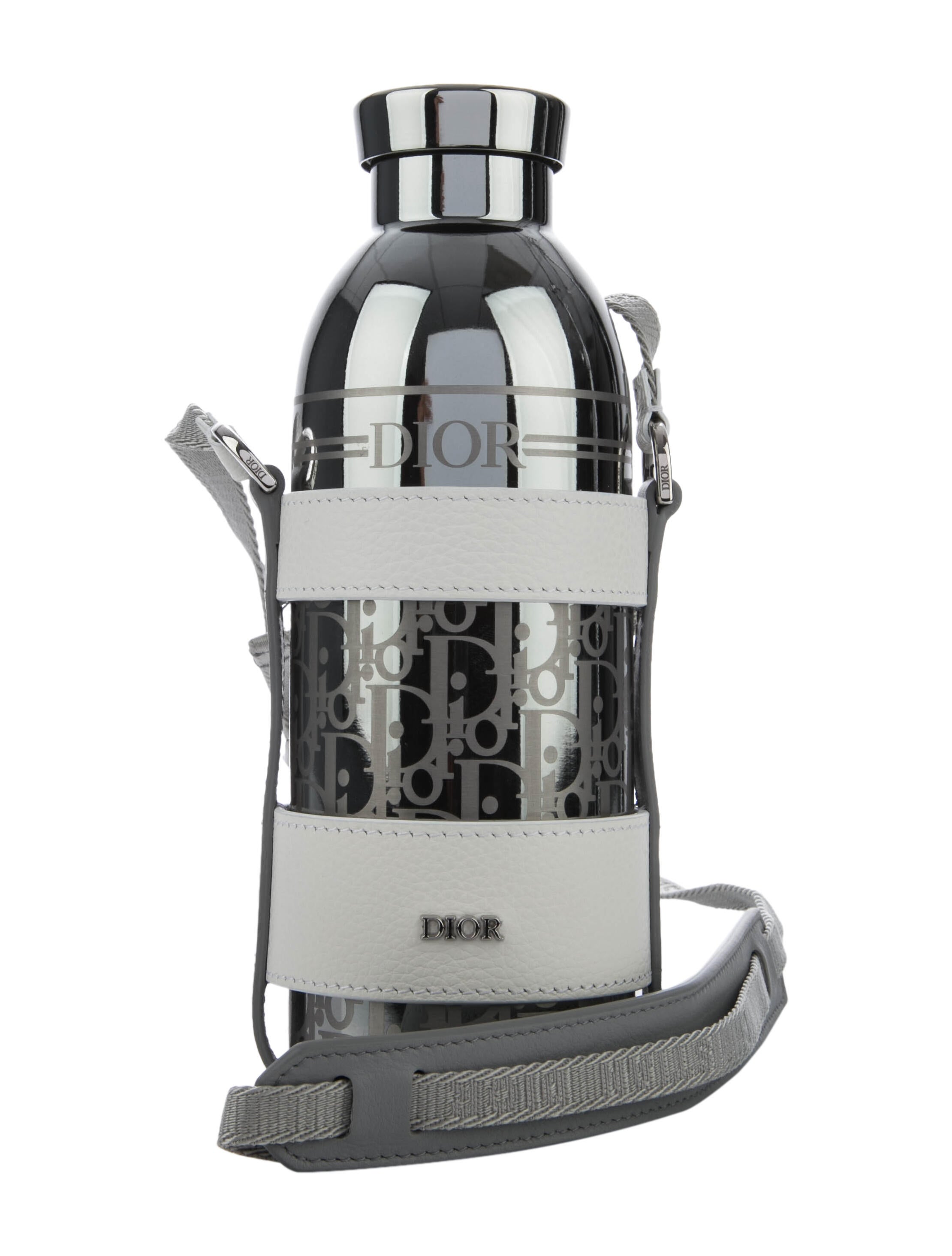 DIOR MEN Stainless Steel Oblique Aqua Bottle w/Strap