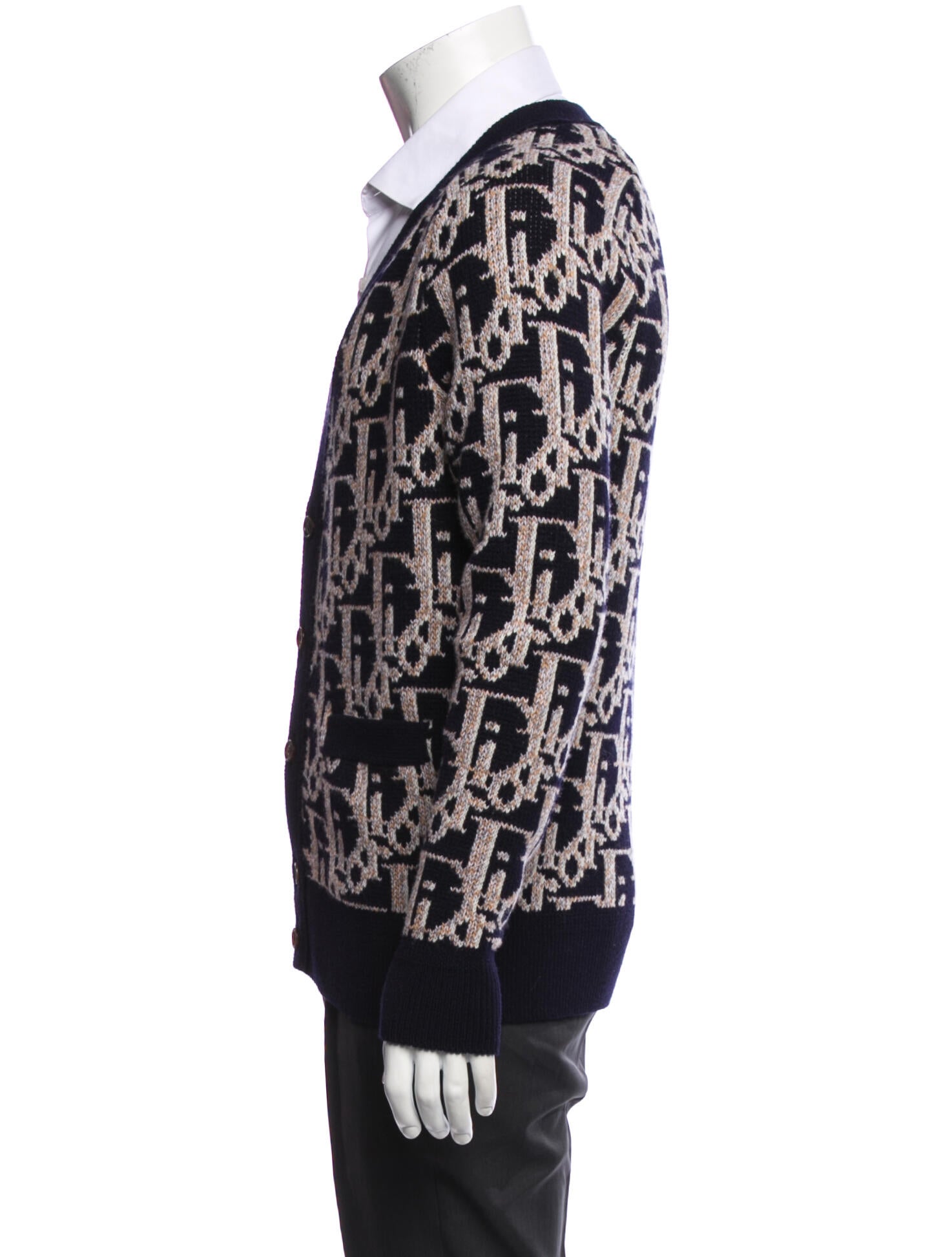 DIOR MEN 2022 Diorissimo Pattern Cardigan - Blue Sweaters