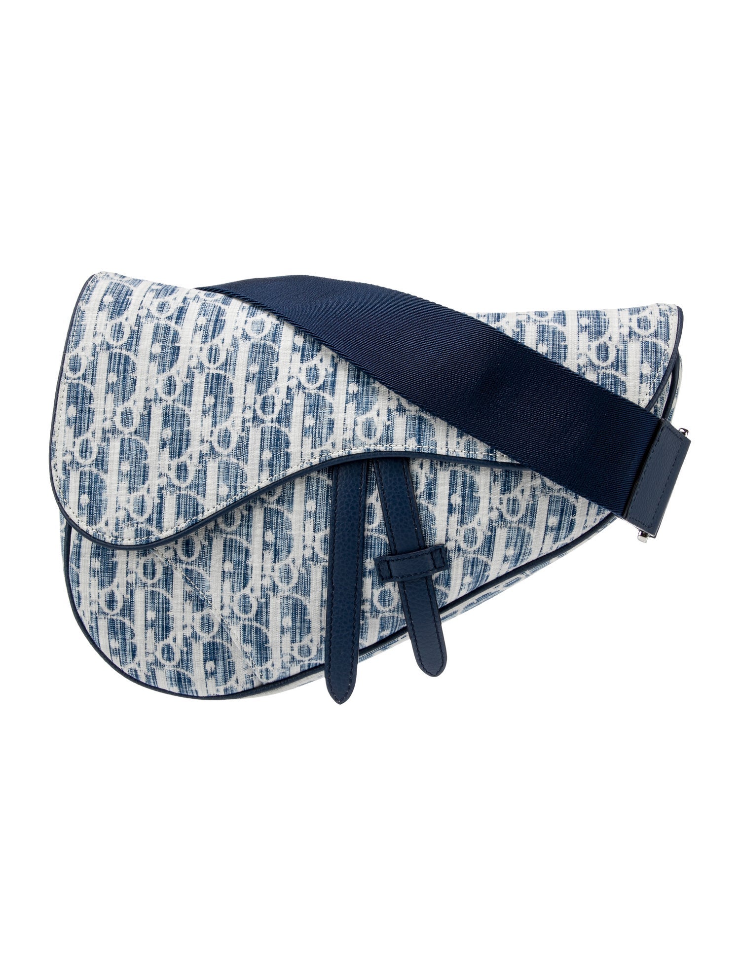 DIOR MEN 2021 Oblique Kasuri Saddle Bag Blue Satchels, Bags