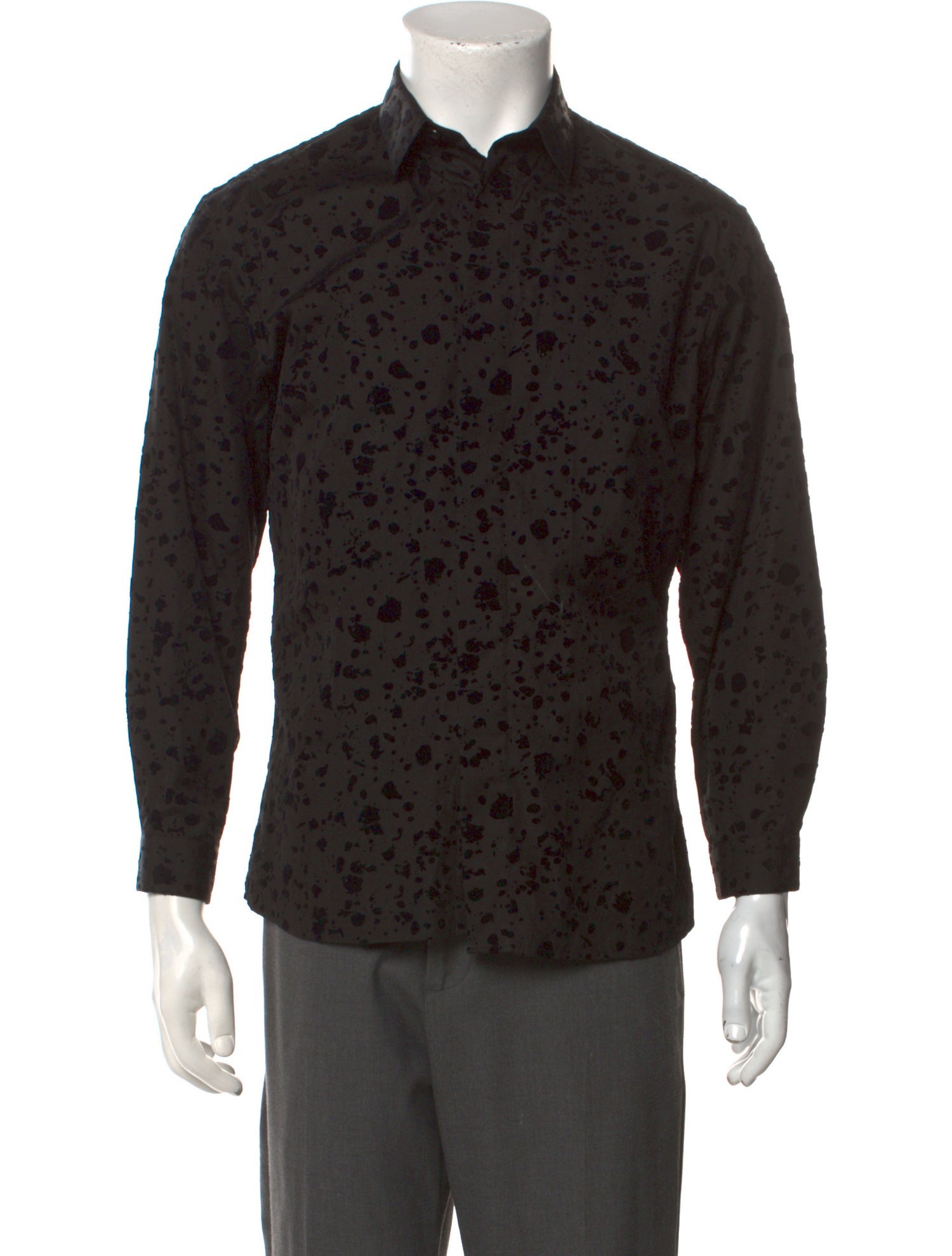 dior dress shirt men's Christian Dior Homme Button Up Shirt Mens L Gray Oblique Long Sleeve 100% Silk