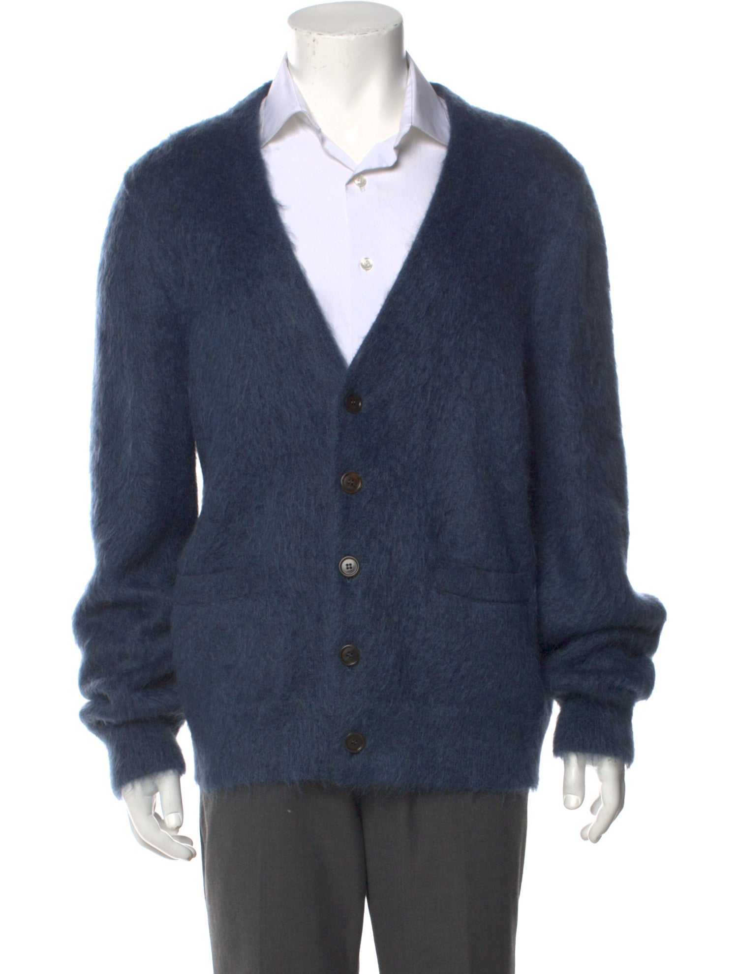 DIOR x Peter Doig 2021 Mohair V-Neck Cardigan - Blue Sweaters