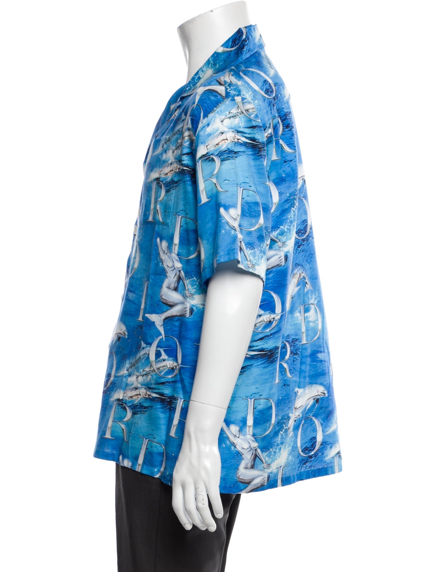 DIOR MEN x Hajime Sorayama Robot Dolphin Floral Print Shirt - Blue