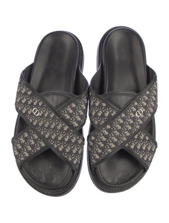 DIOR MEN Oblique Jacquard Canvas Slides