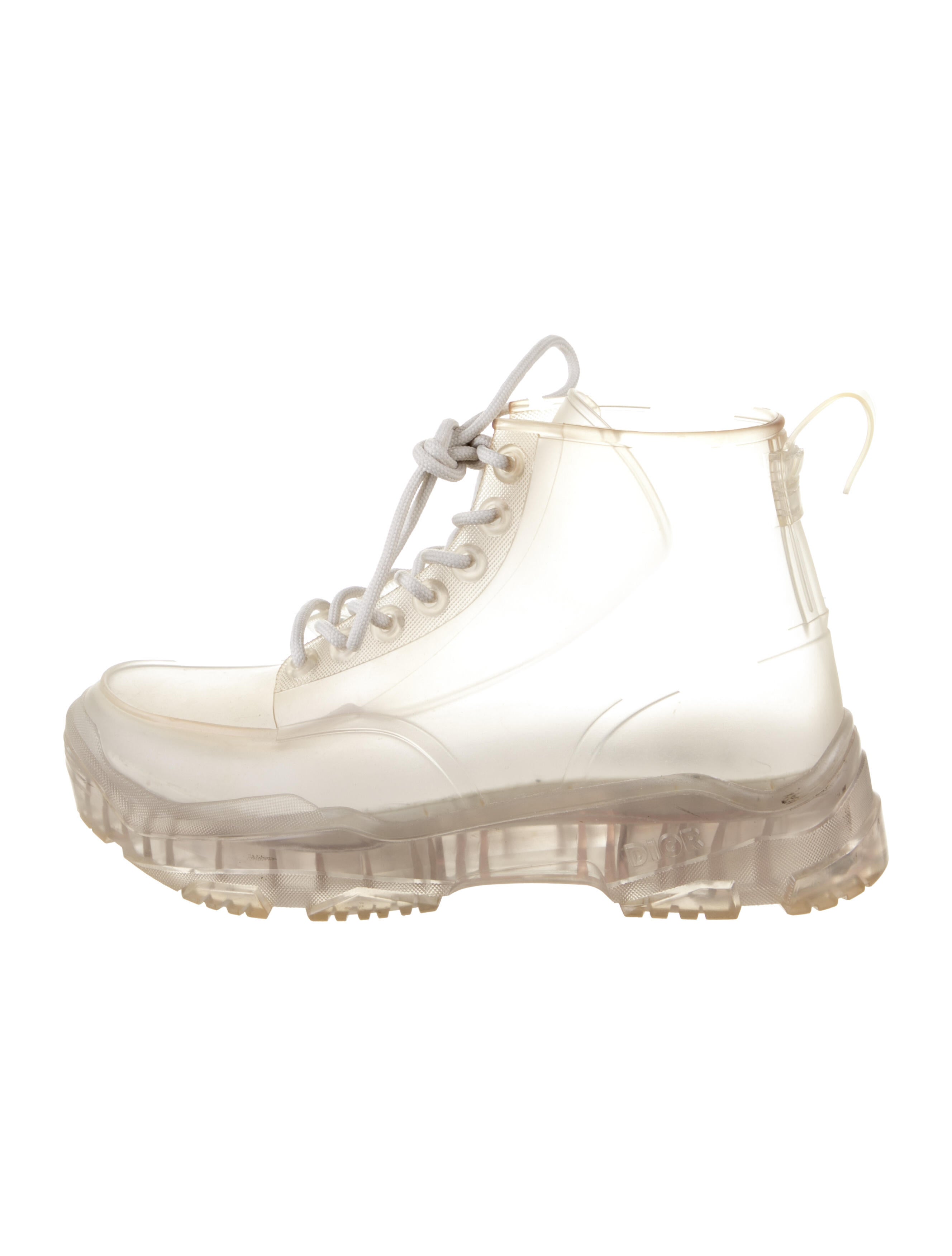 dior transparent high top rubber boots