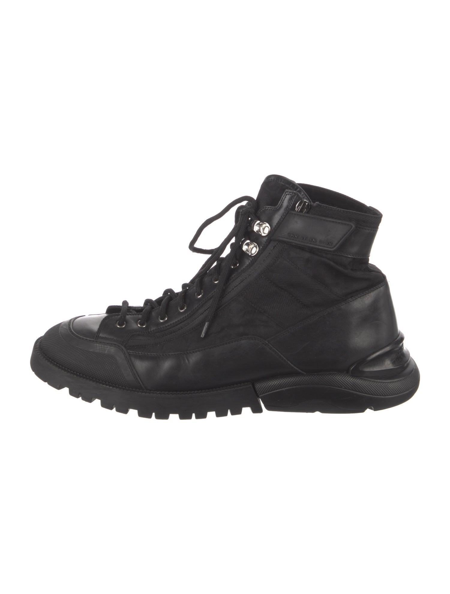Dior Homme Oblique Jacquard Leather Lace-Up Boots - Black Boots