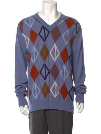 DIOR MEN Cashmere Plaid Print Pullover