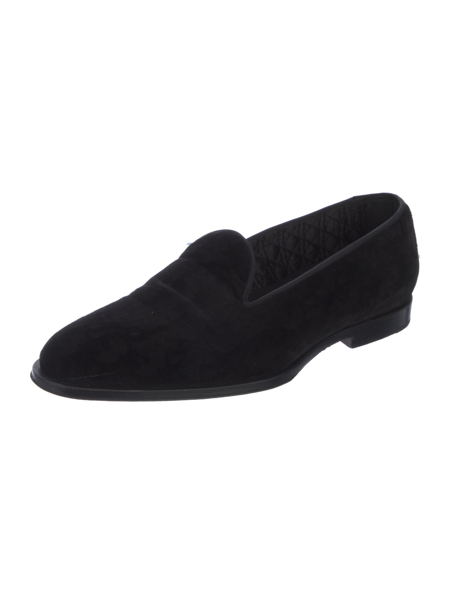 DIOR MEN Oblique Jacquard Velvet Loafers - Black Loafers 