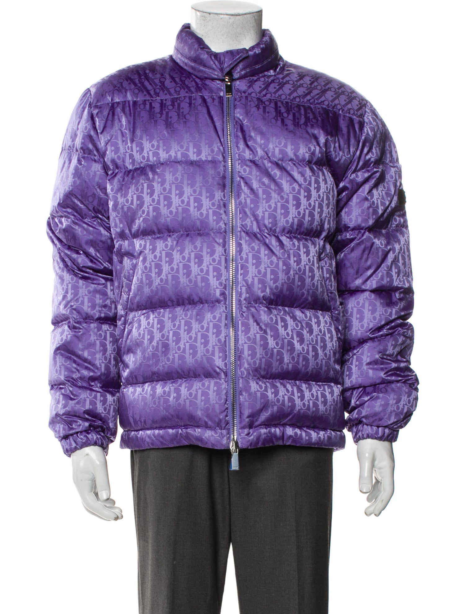 DIOR MEN 2019 Oblique Jacquard Puffer Coat - Purple Outerwear