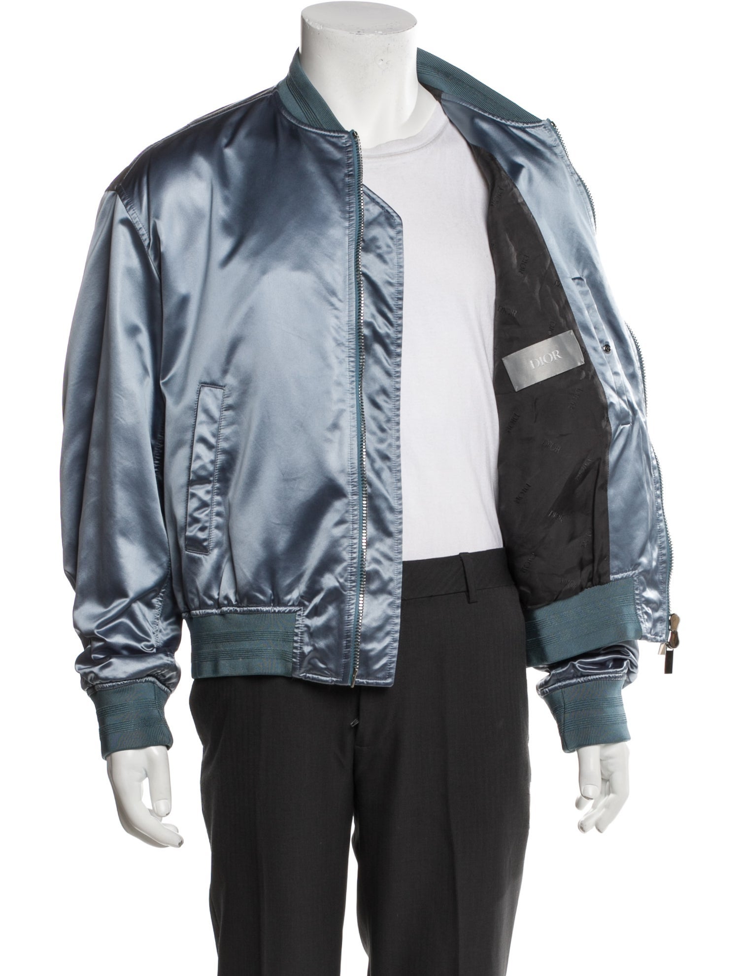 DIOR x Shawn Stussy 2019 Signature Logo Bomber Jacket - Blue
