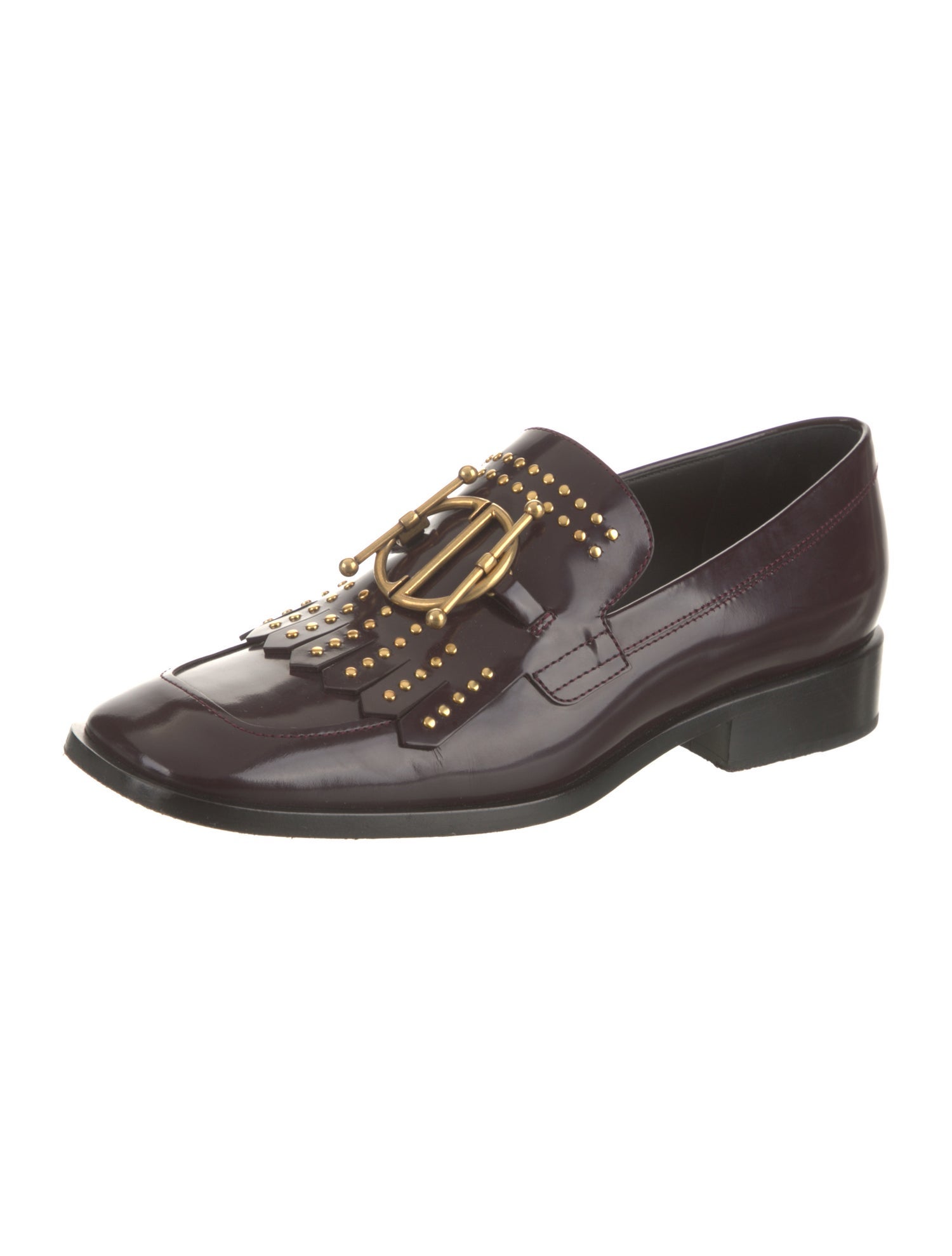 Christian Dior Calfskin Studded Accents Loafers