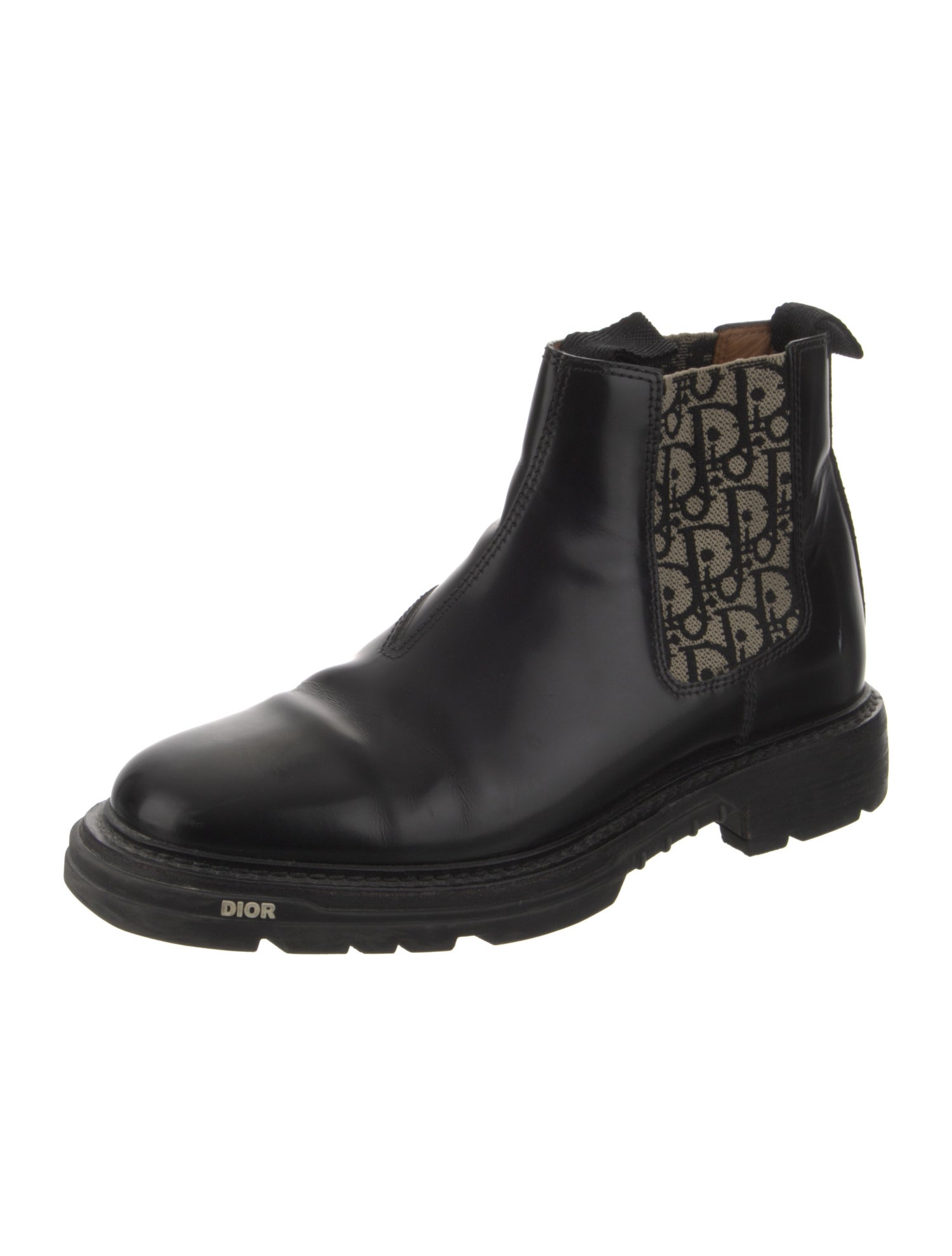 DIOR MEN Diorissimo Pattern Leather Chelsea Boots