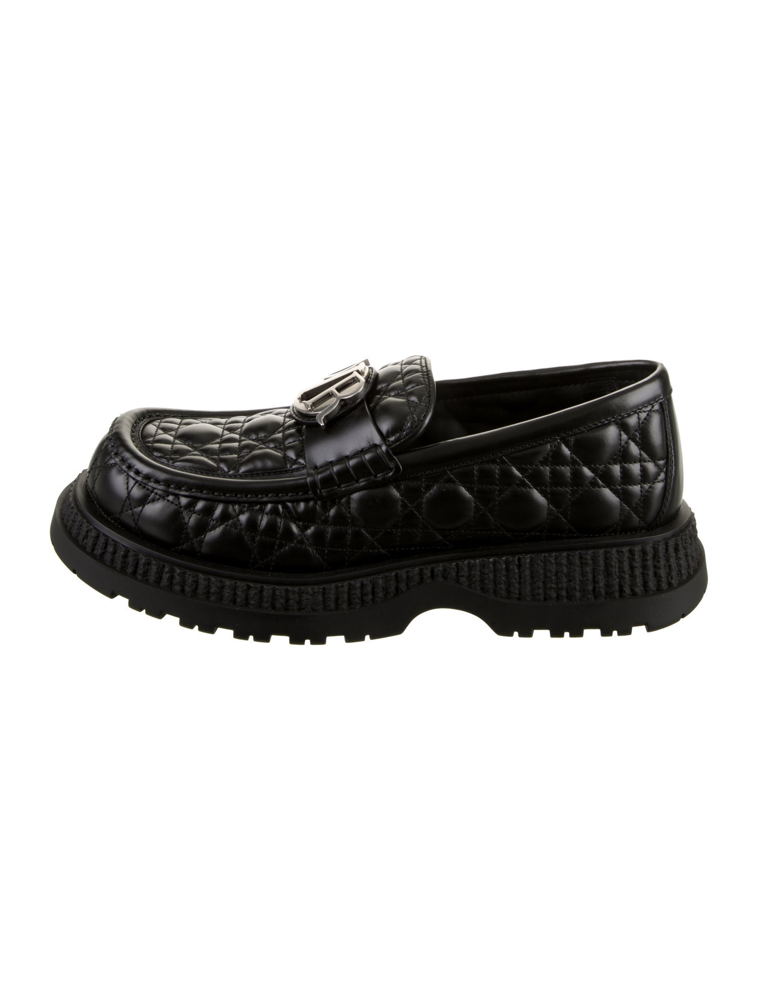 DIOR MEN Cannage Pattern Leather Loafers