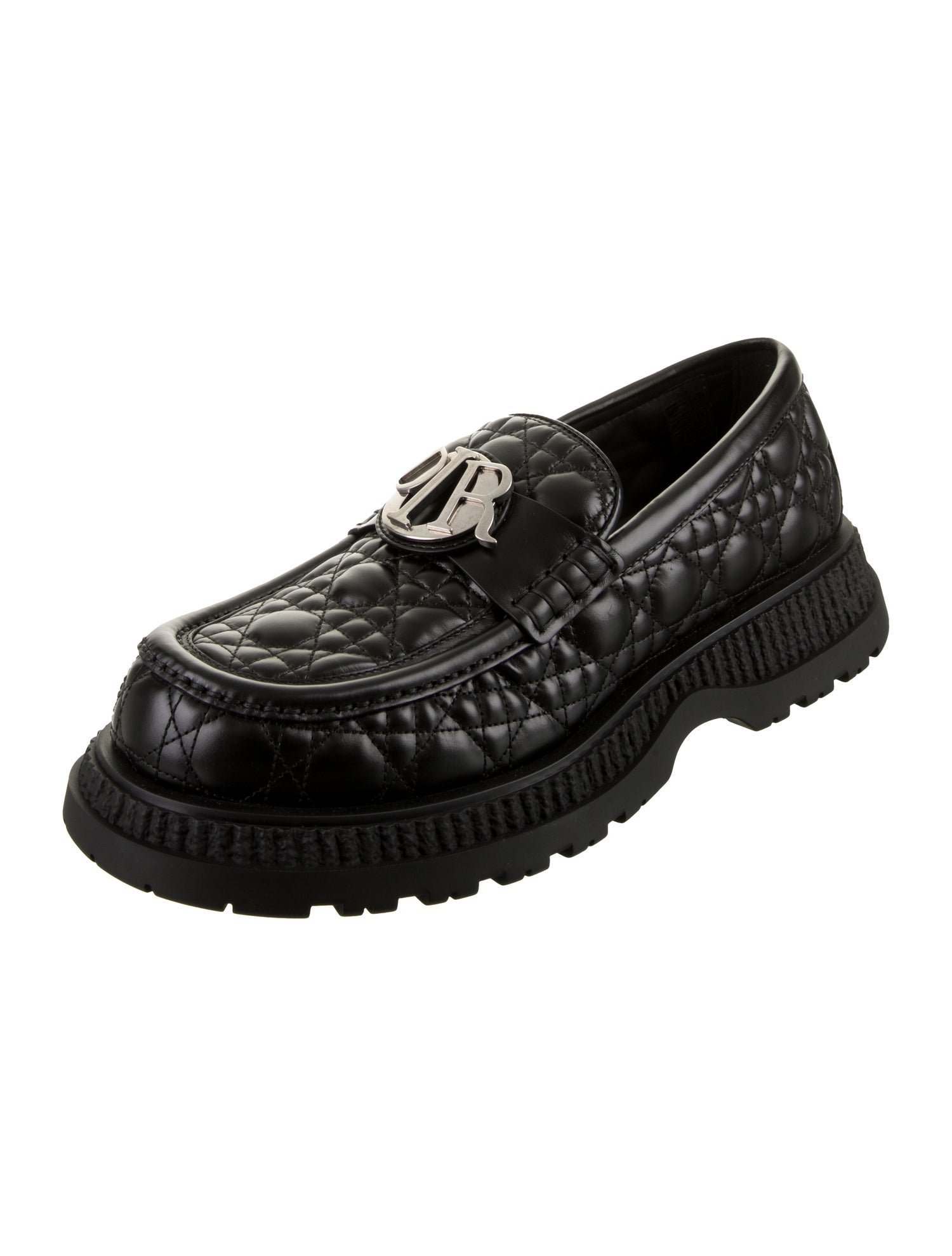 DIOR MEN Cannage Pattern Leather Loafers