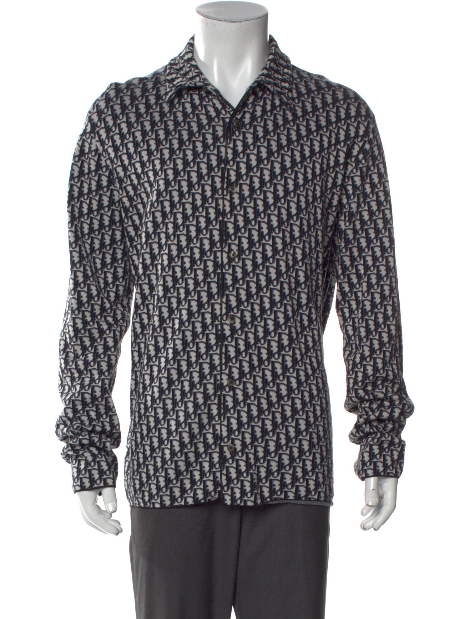 DIOR MEN Oblique Jacquard Long Sleeve Dress Shirt