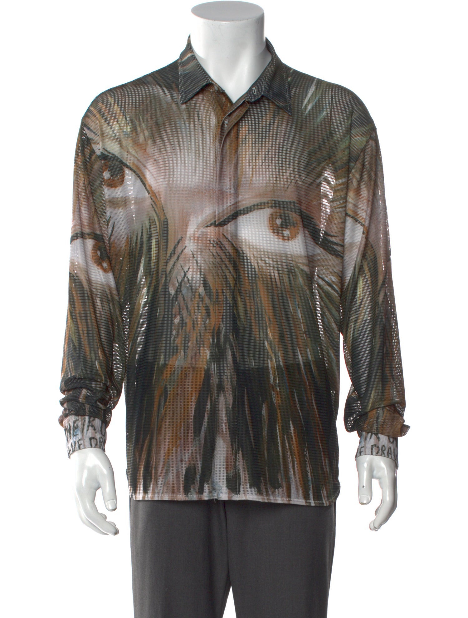 DIOR MEN 2019 x Raymond Pettibon Technical Mesh Dress Shirt