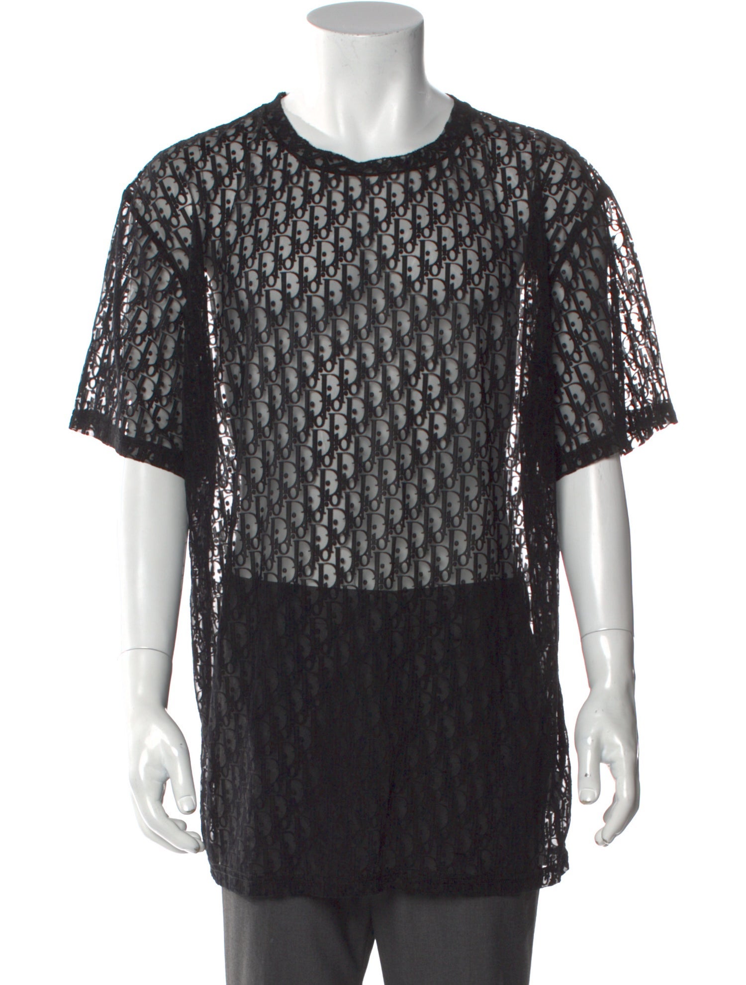 DIOR MEN Oblique Jacquard Scoop Neck T-Shirt