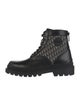 DIOR MEN Oblique Jacquard Leather Combat Boots