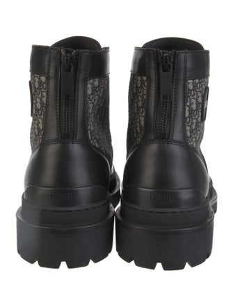 DIOR MEN Oblique Jacquard Leather Combat Boots