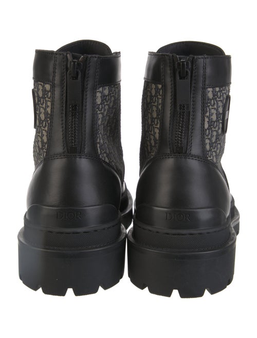 DIOR MEN Oblique Jacquard Leather Combat Boots