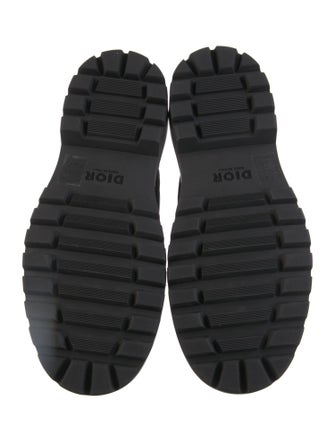 DIOR MEN Oblique Jacquard Leather Combat Boots