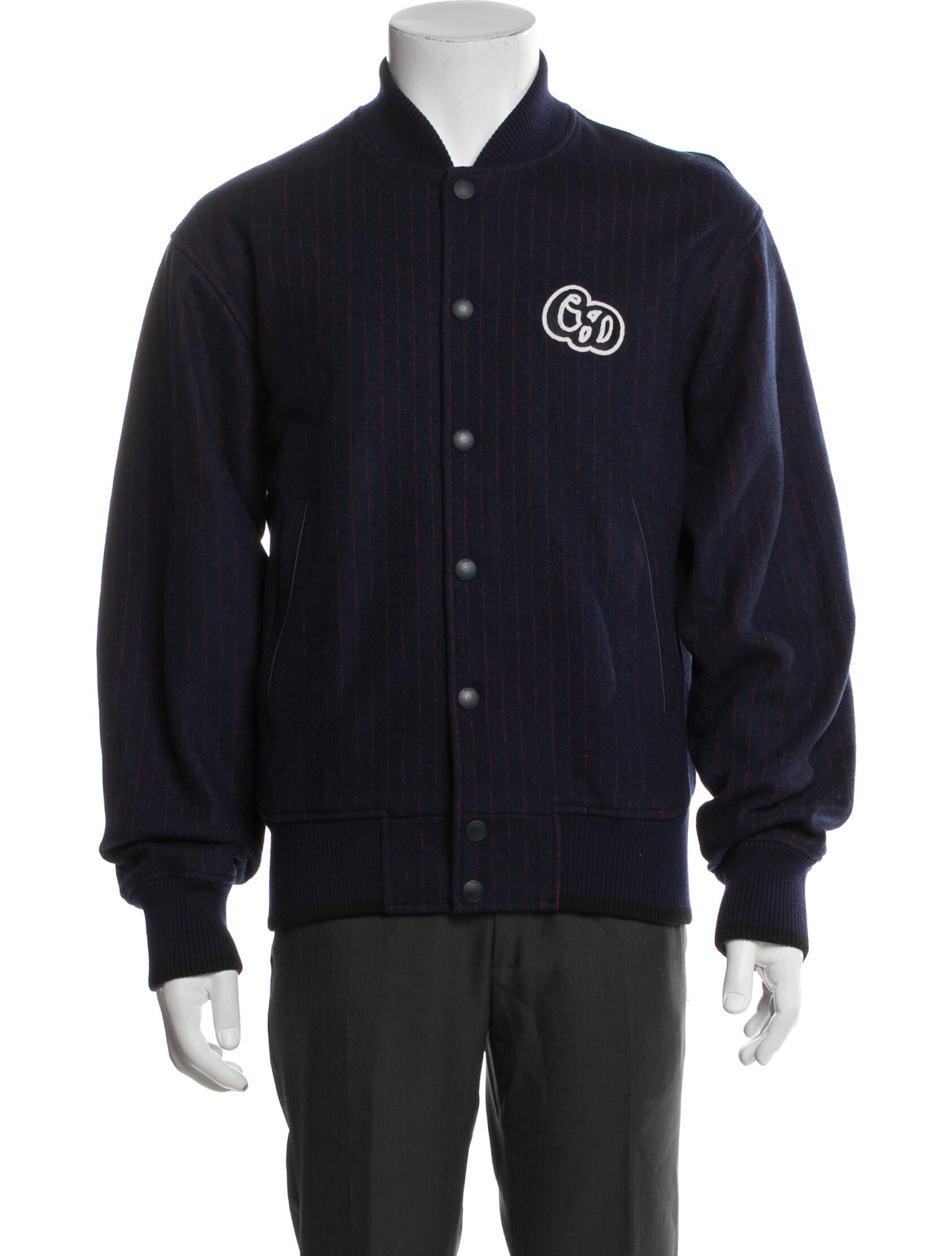 DIOR MEN Wool Graphic Print Varsity Jacket