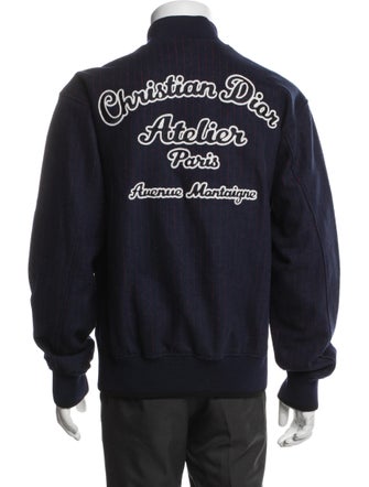 DIOR MEN Wool Graphic Print Varsity Jacket