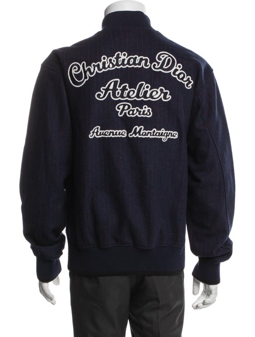 DIOR MEN Wool Graphic Print Varsity Jacket