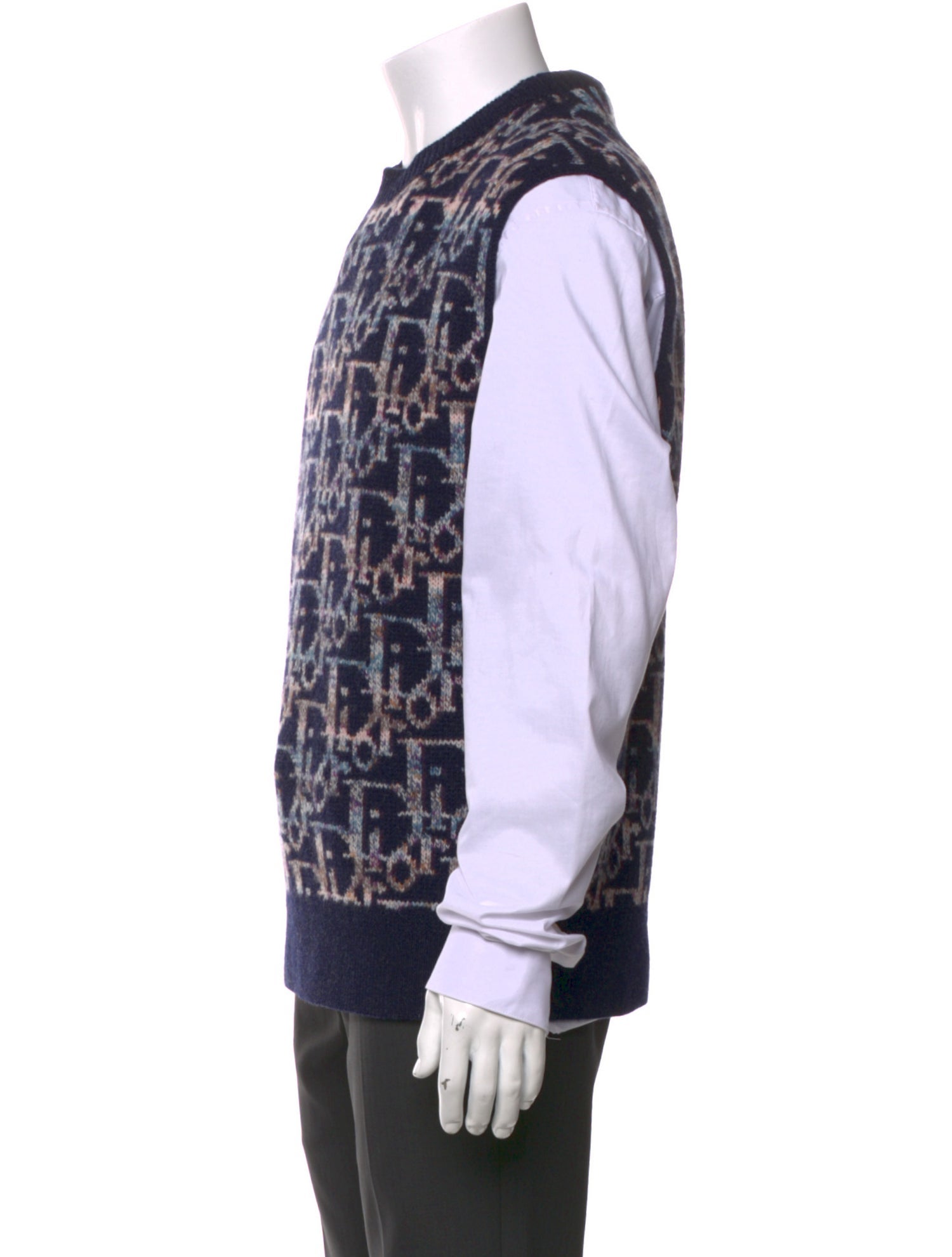 DIOR MEN Oblique Jacquard Virgin Wool Sweater Vest w/ Tags