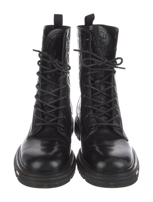 DIOR MEN Oblique Jacquard Leather Combat Boots