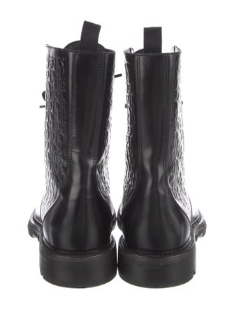 DIOR MEN Oblique Jacquard Leather Combat Boots