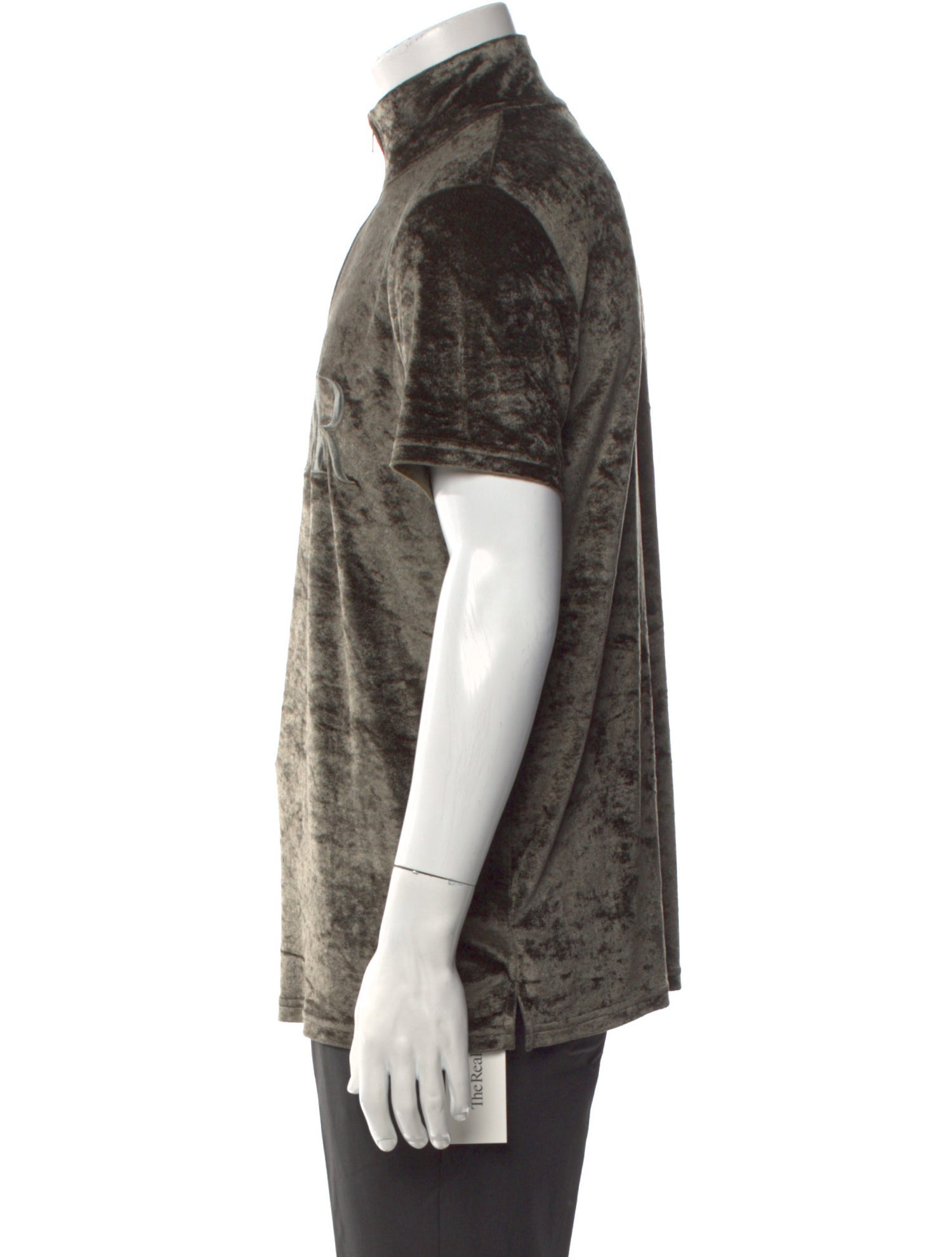 DIOR MEN 2019 Logo Velvet Half Zip Polo Shirt