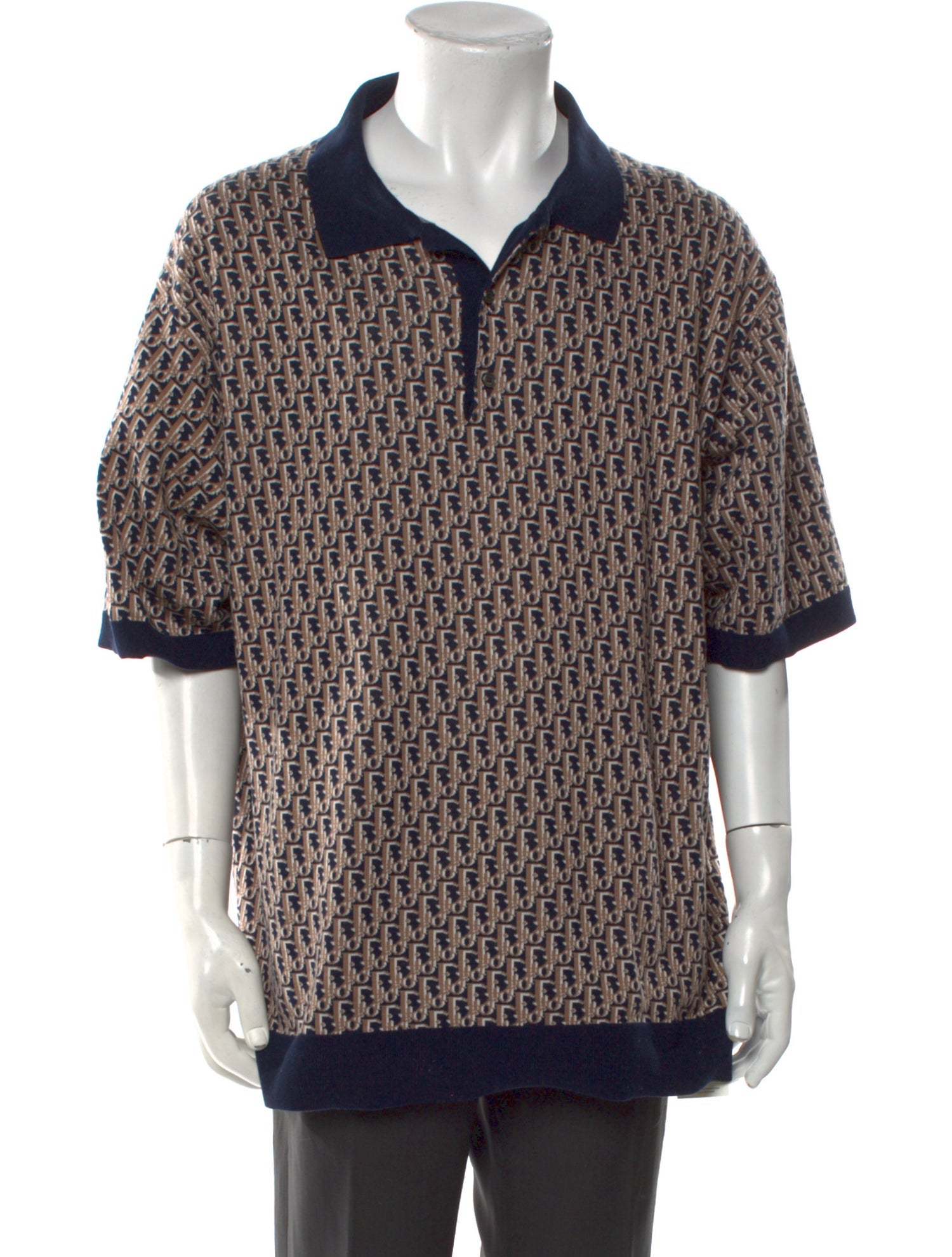 DIOR MEN Oblique Jacquard V-Neck Polo Shirt