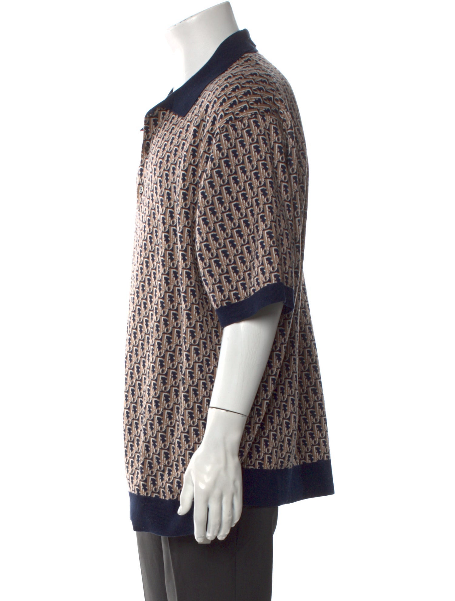 DIOR MEN Oblique Jacquard V-Neck Polo Shirt