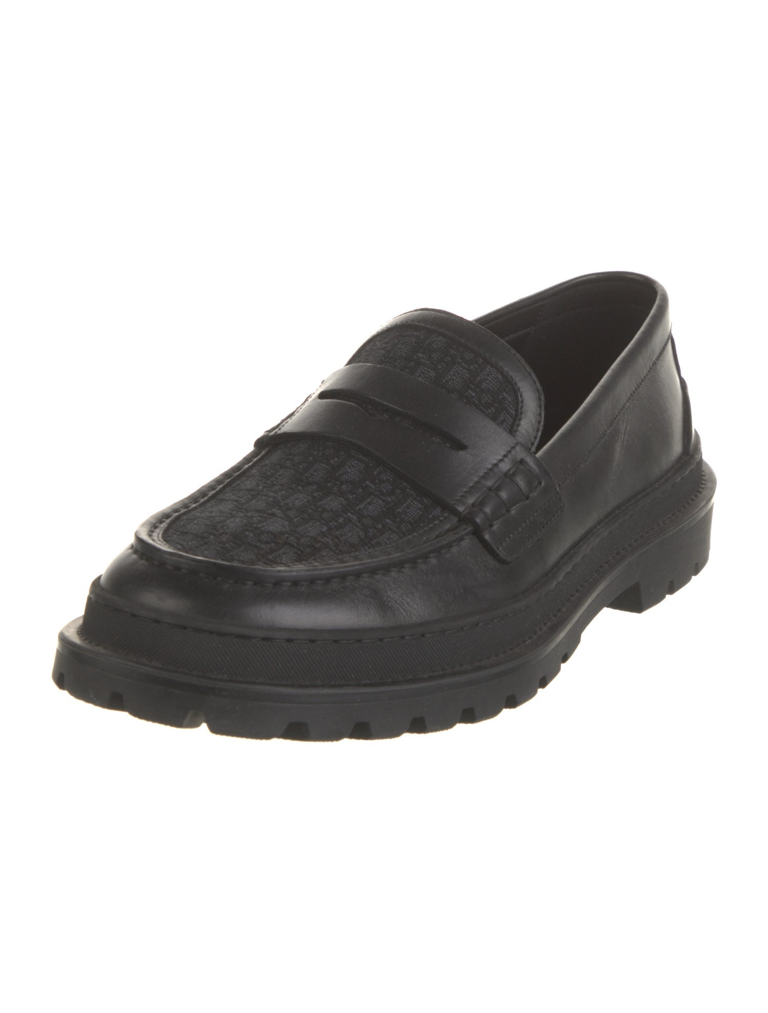 DIOR MEN Oblique Jacquard Leather Loafers
