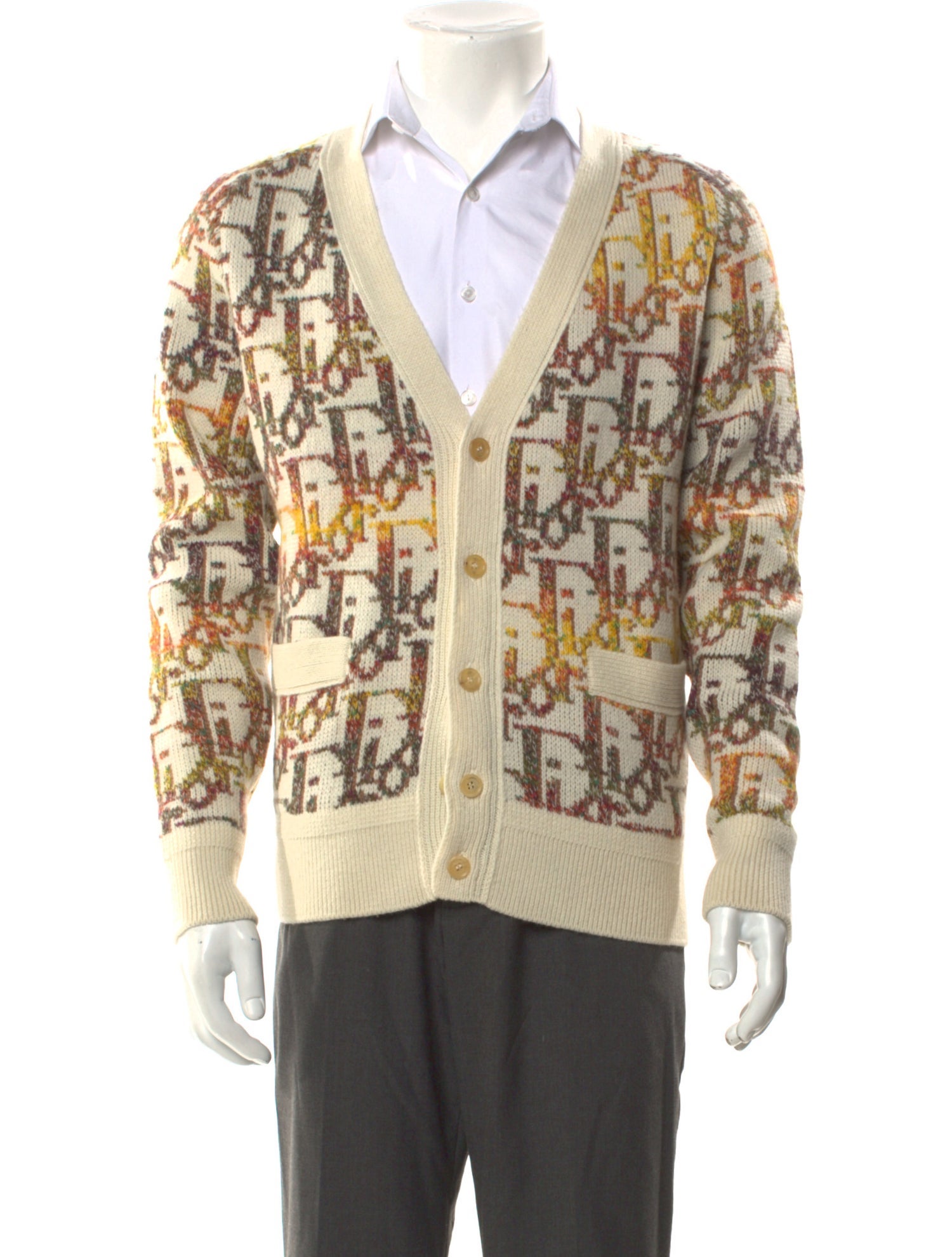 DIOR MEN Oblique Jacquard Wool Cardigan w/ Tags
