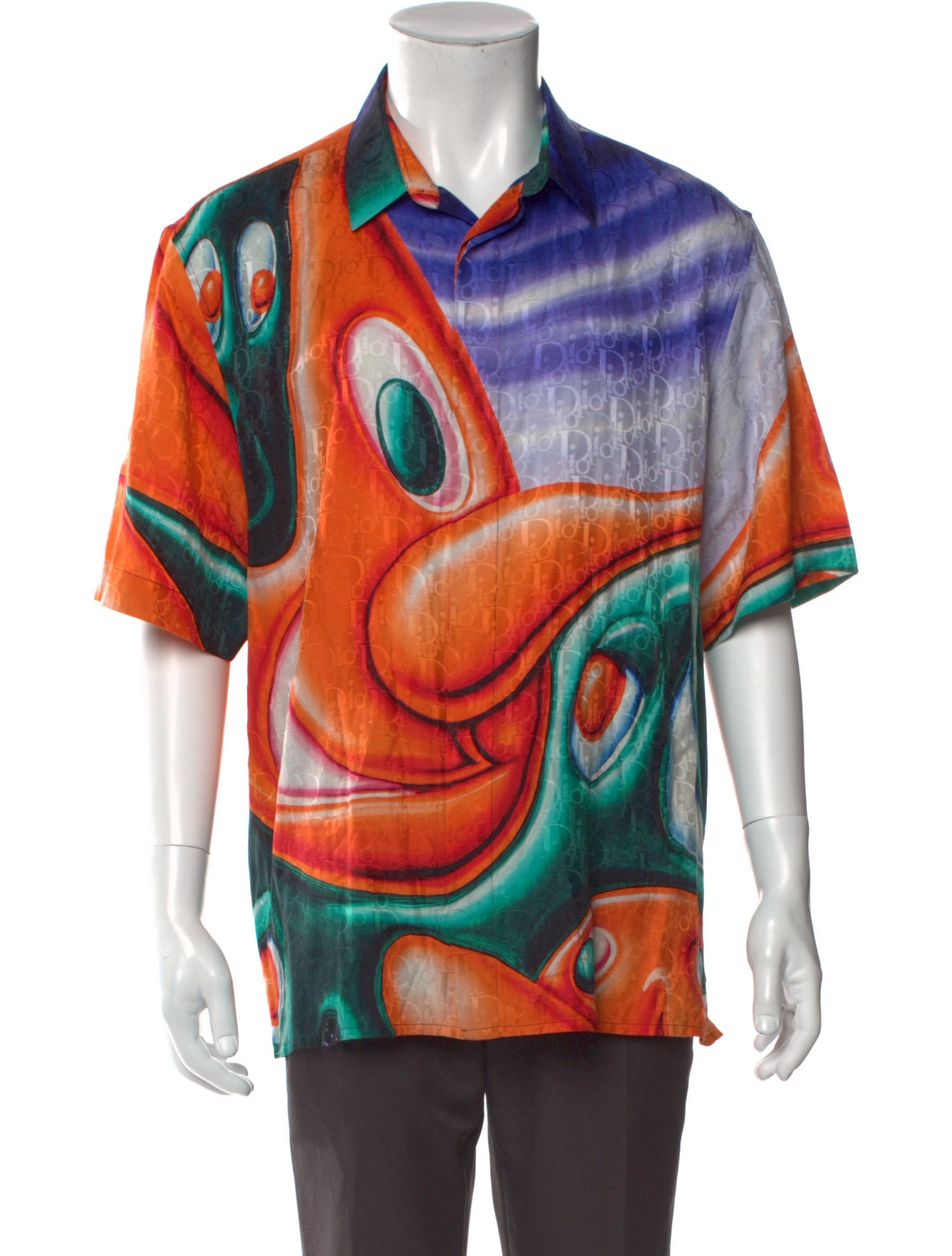 DIOR x Kenny Scharf Graphic Print Short Sleeve Shirt