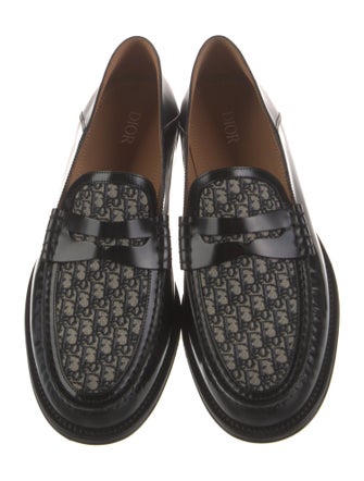DIOR MEN Oblique Jacquard Leather Dress Loafers