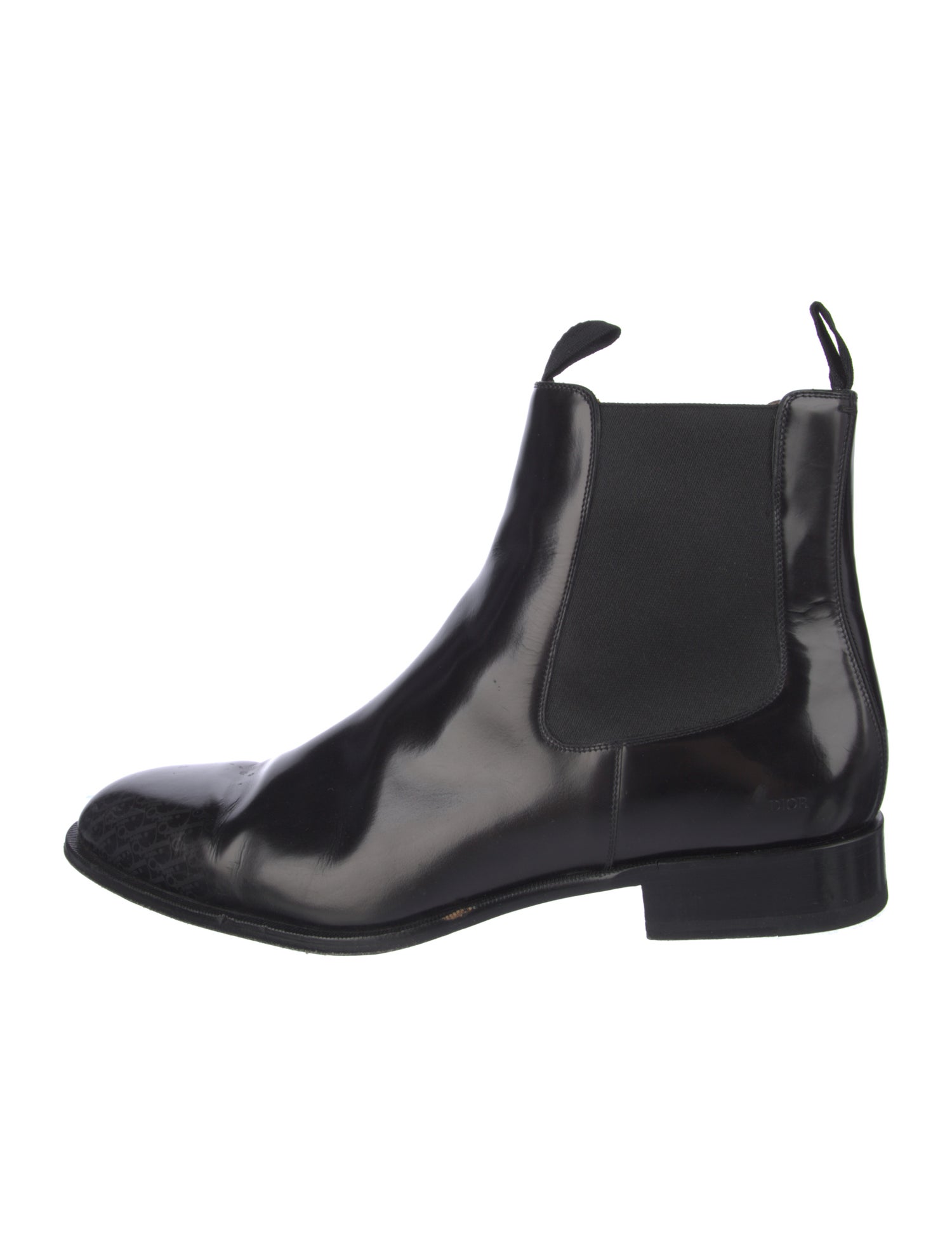 DIOR MEN Oblique Jacquard Leather Chelsea Boots