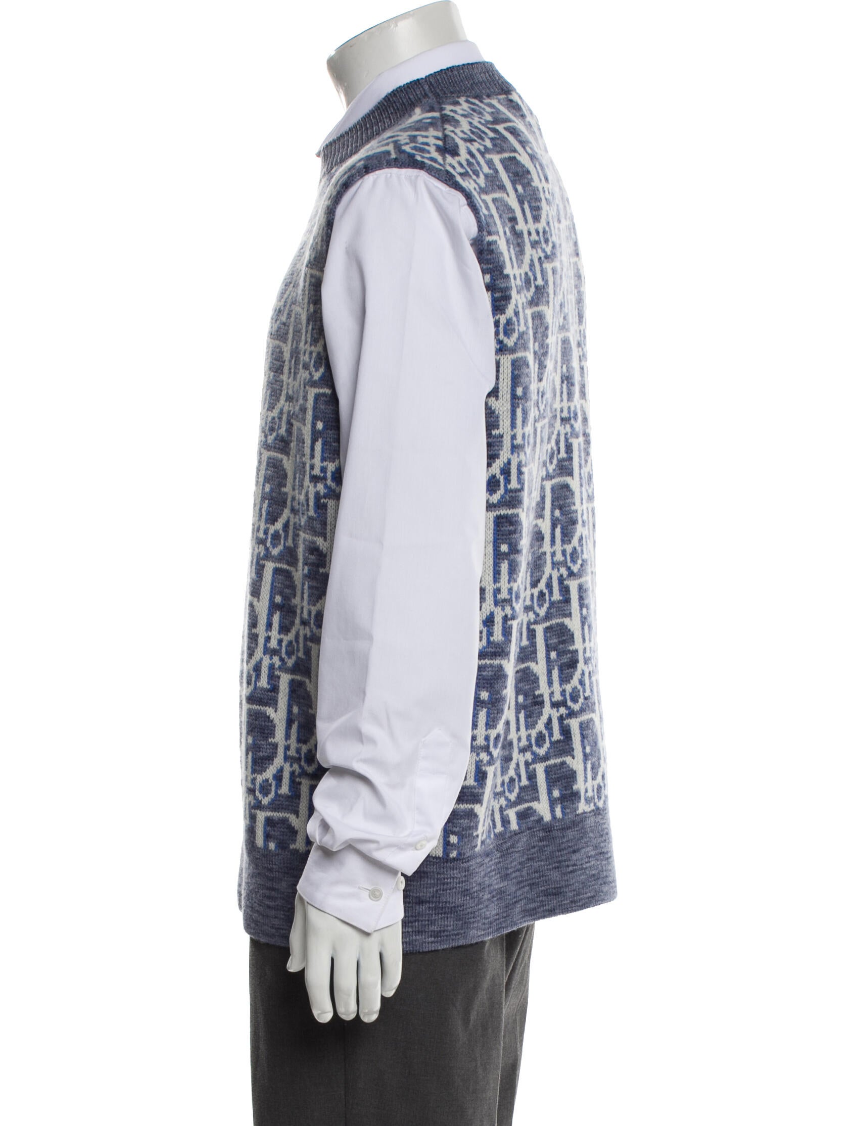 DIOR MEN 2023 Oblique Jacquard Sweater Vest w/ Tags