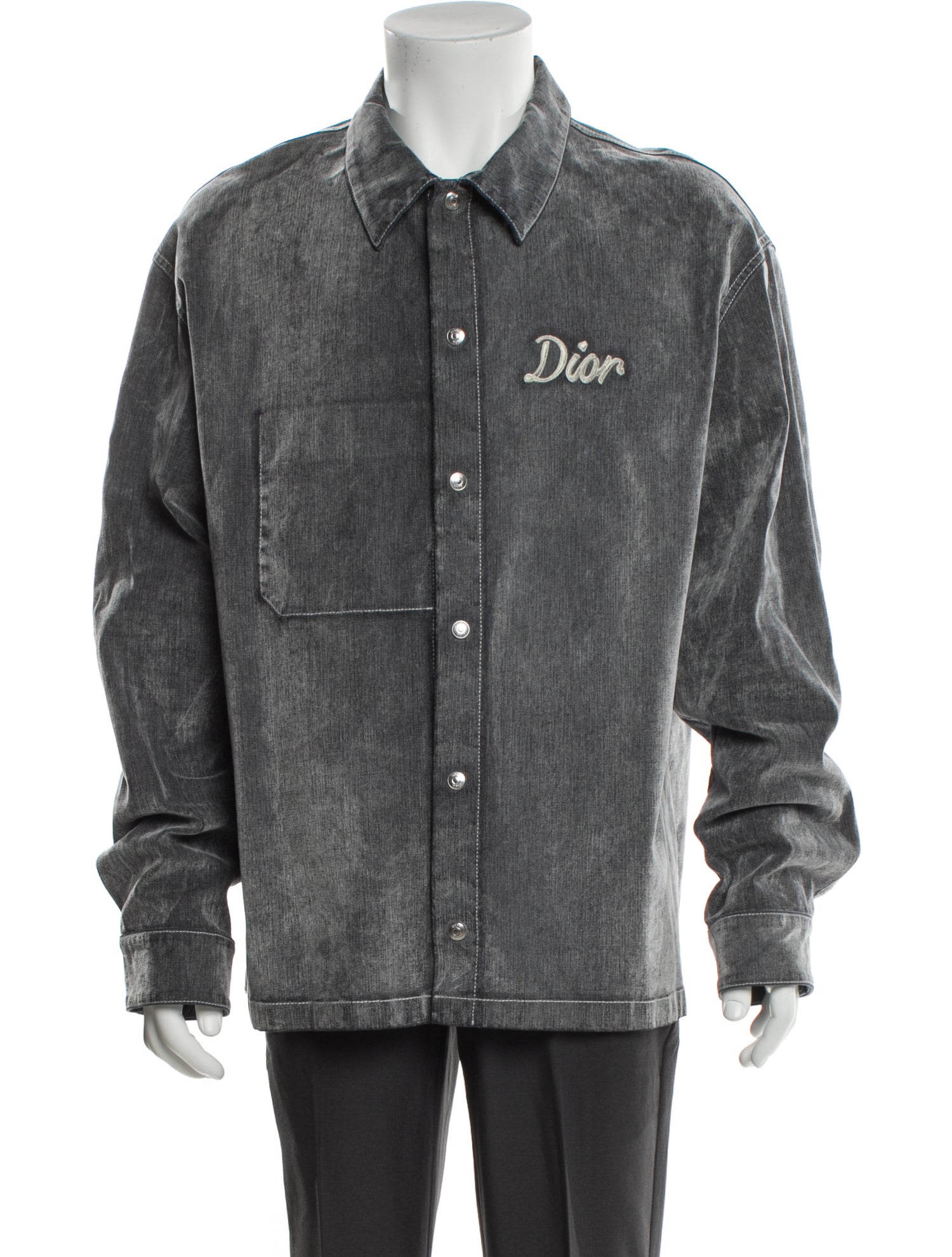 DIOR MEN Graphic Print Denim Jacket