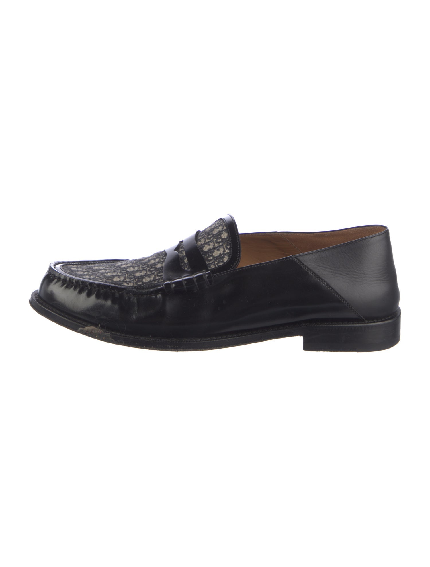 DIOR MEN Oblique Jacquard Leather Dress Loafers