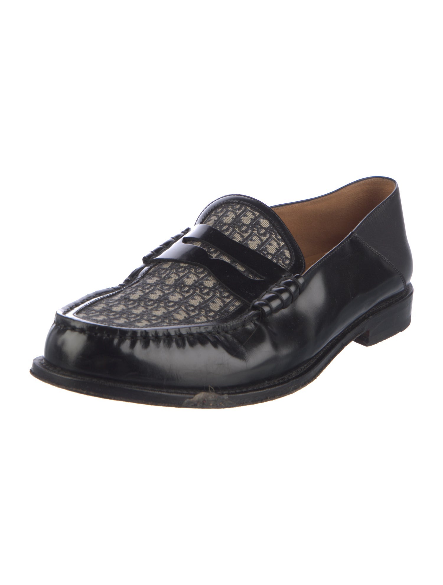 DIOR MEN Oblique Jacquard Leather Dress Loafers
