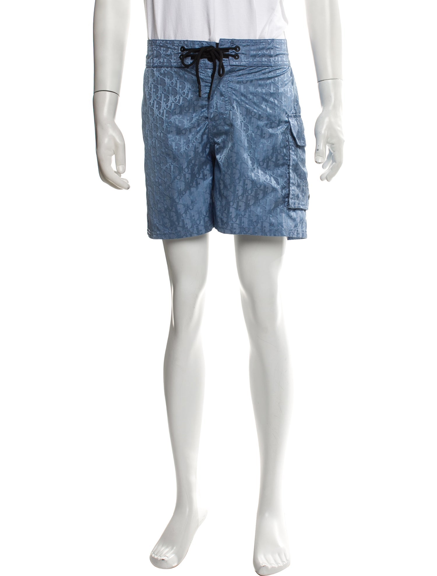 DIOR MEN Oblique Jacquard Embroidered Accent Swim Trunks
