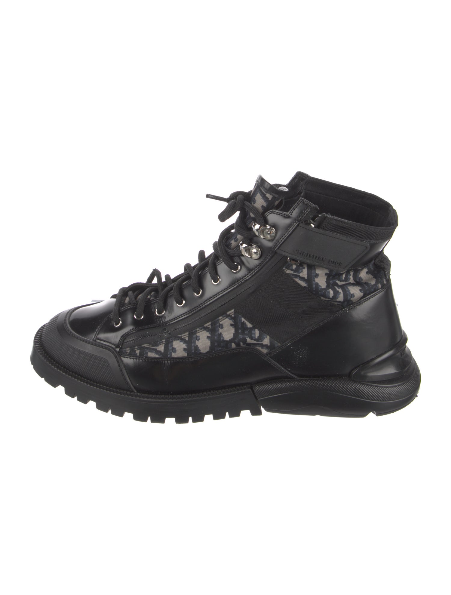DIOR MEN Oblique Jacquard Leather Lace-Up Boots