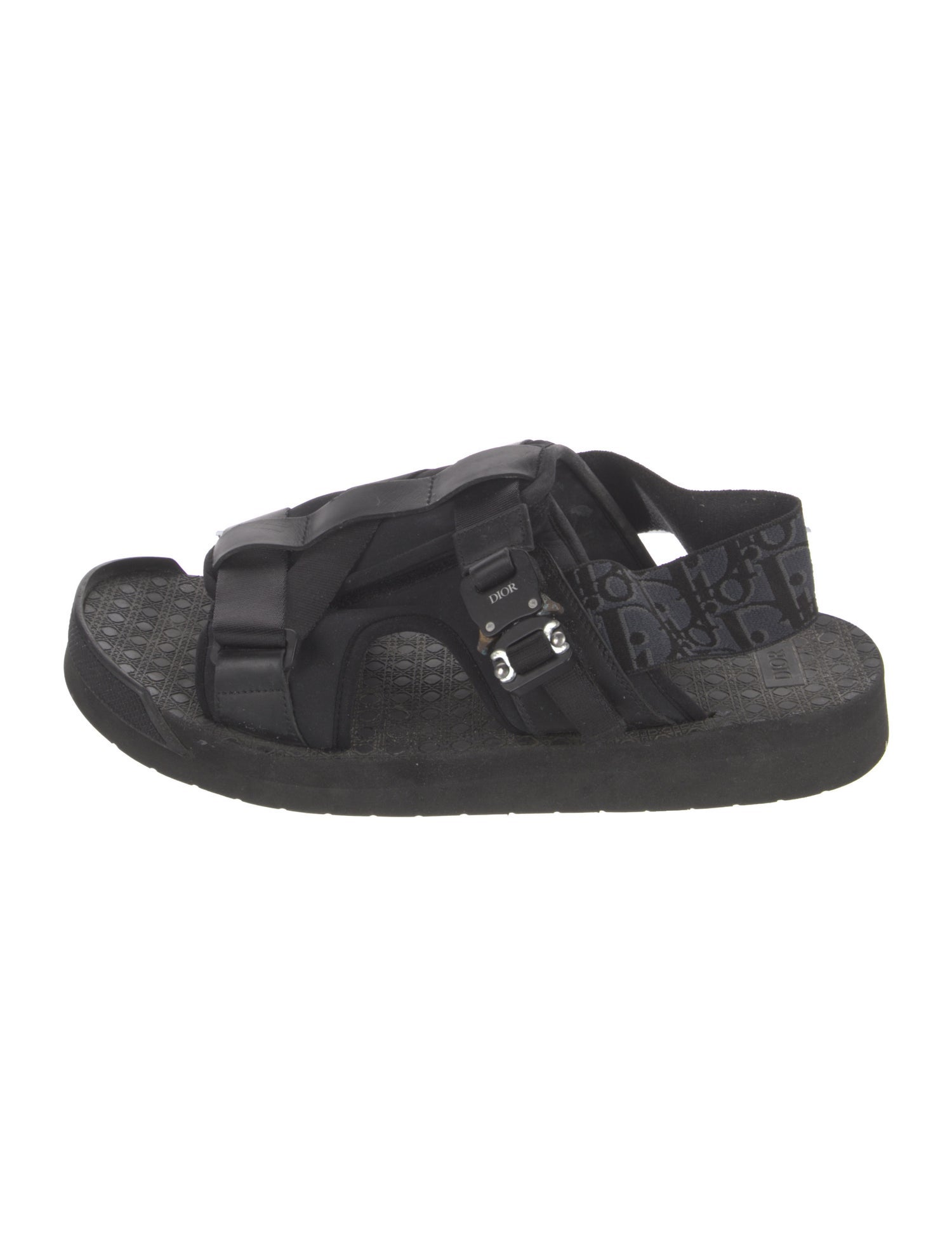 DIOR MEN Cannage Pattern Leather Trim Embellishment Sandals