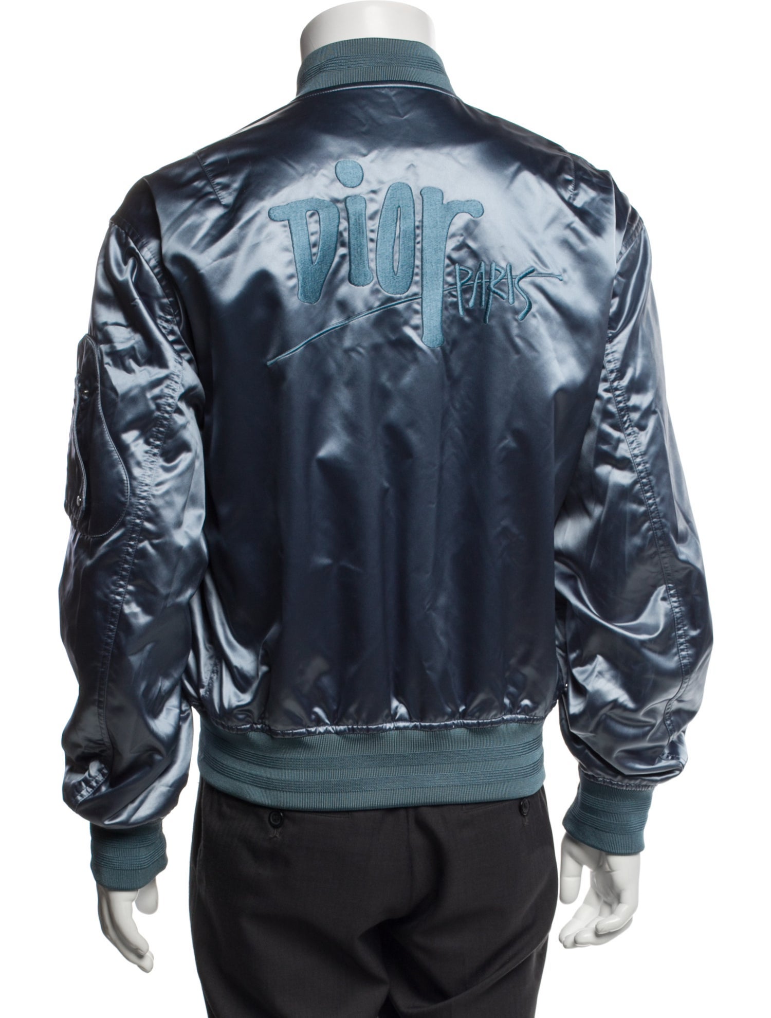 DIOR x Shawn Stussy 2019 Signature Logo Bomber Jacket - Blue