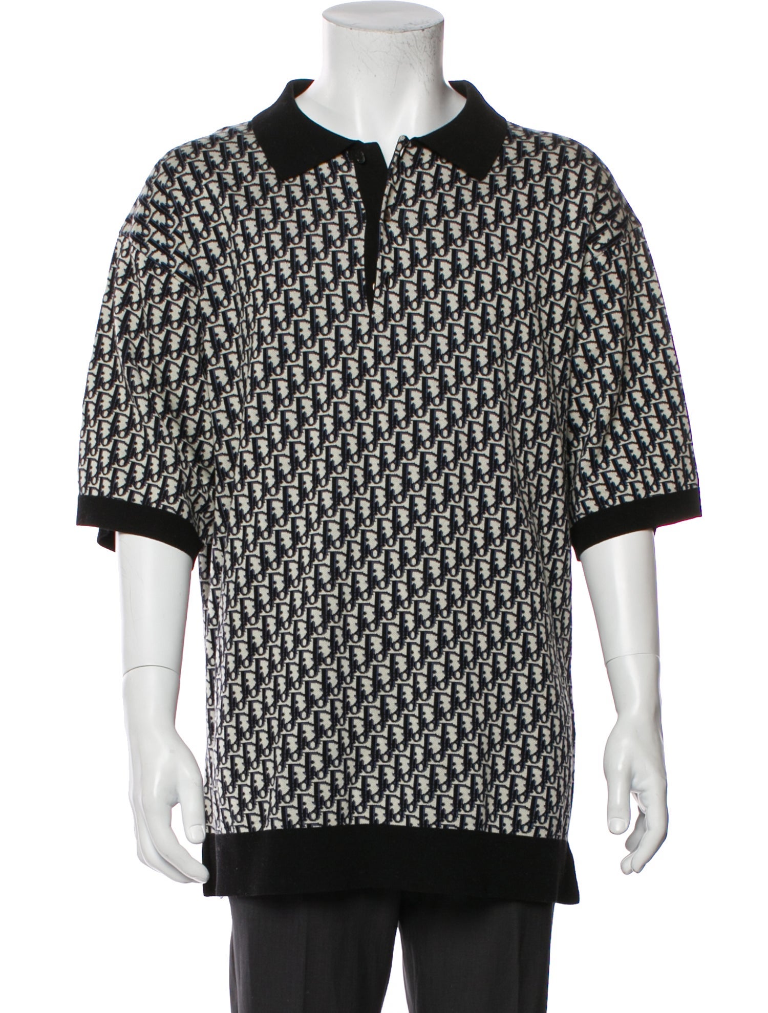 DIOR MEN 2022 Oblique Jacquard Polo Shirt - Blue Polos, Clothing