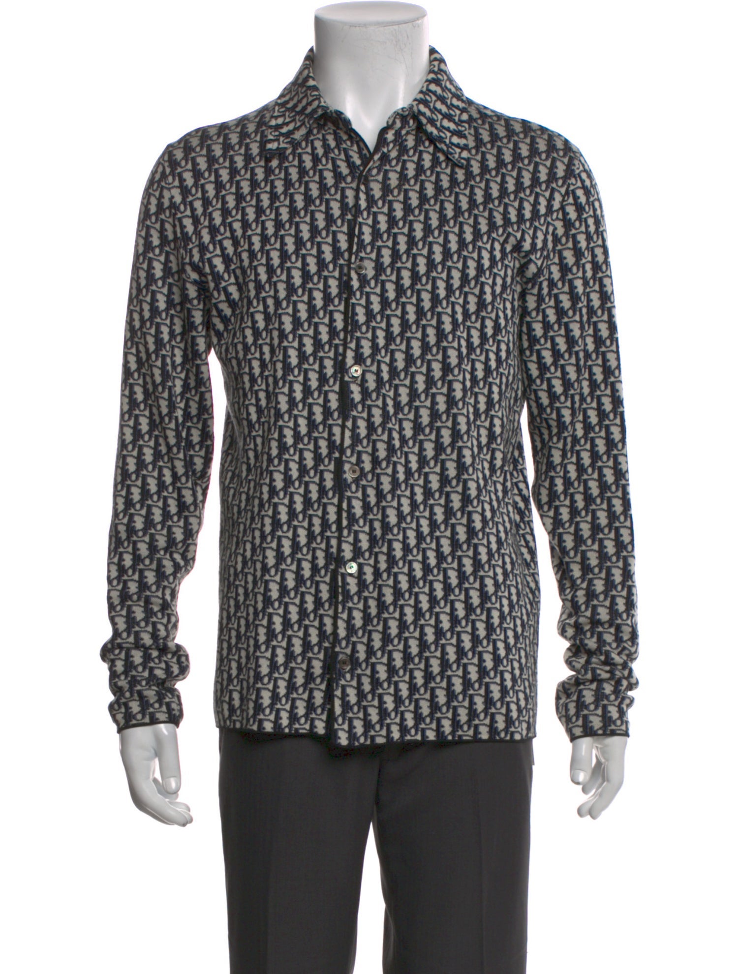 dior dress shirt VTG Christian Monsieur Mens 17 32/33 Yellow Check Long Sleeve Crafted in blue cotton twill Silk shirt