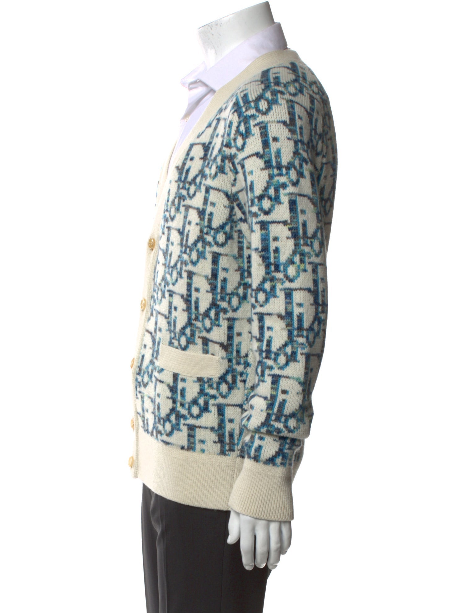 DIOR MEN Oblique Jacquard V-Neck Cardigan
