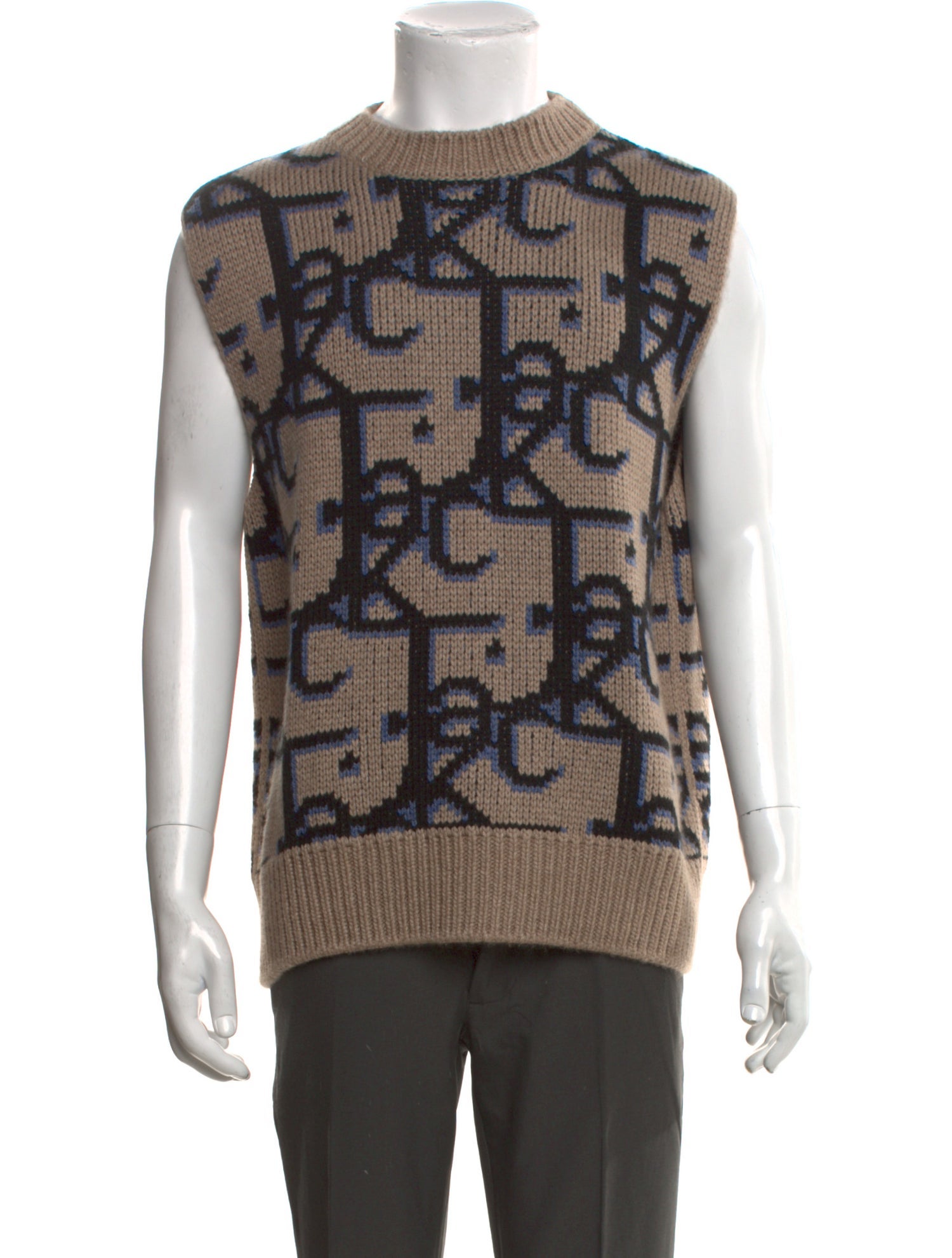Cactus Jack Dior Oblique Jacquard Cashmere Sweater Vest